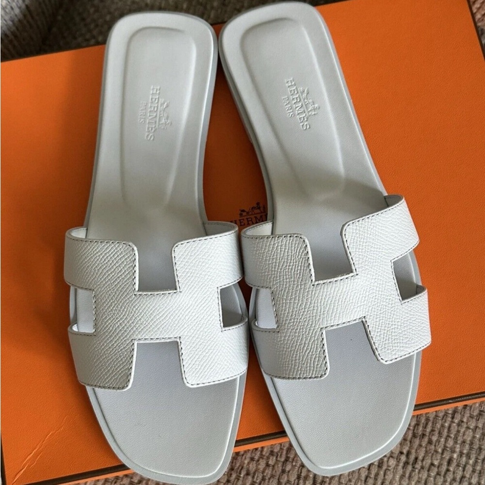 NEW HERMÈS Blue Glacier Epsom Oran Sandals